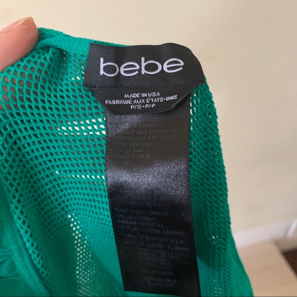 Bebe Elsa Green Bodycon Fishnet Inset Minidress - Picture 8 of 8